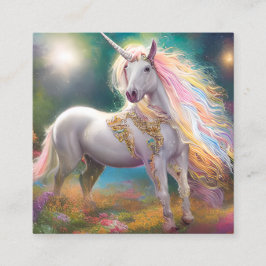 Stunning Magic Fullt Body White Unicorn Fyrkantigt Visitkort