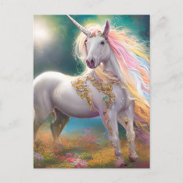 Stunning Magic Fullt Body White Unicorn Vykort