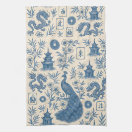 Stunning Mahjong Toile Kitchen Towel Kökshandduk
