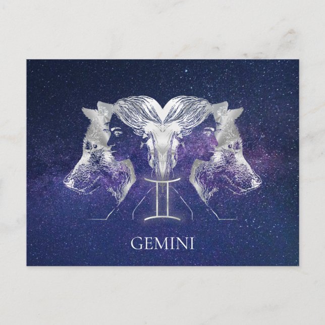 Stunning Milky Way Himlar Gemini Zodiac-tecken Vykort (Framsida)