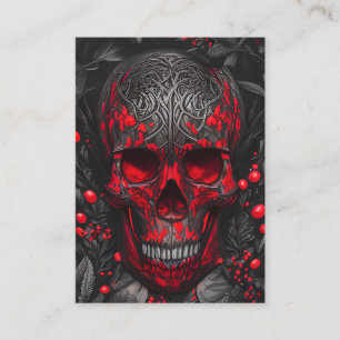 Stunning Mörk Fantasy Skull och Red Berries Visitkort