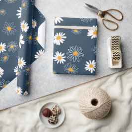 Stunning Navy Gult White Classic Daisy Flowers Presentpapper