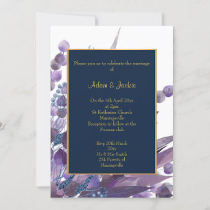 STUNNING NAVY WHITE EUCALYPTUS BRÖLLOP ANPASSNINGS INBJUDNINGAR