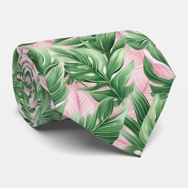 Stunning Neck Tie med Exotic Löv Mönster Slips (Rullad)