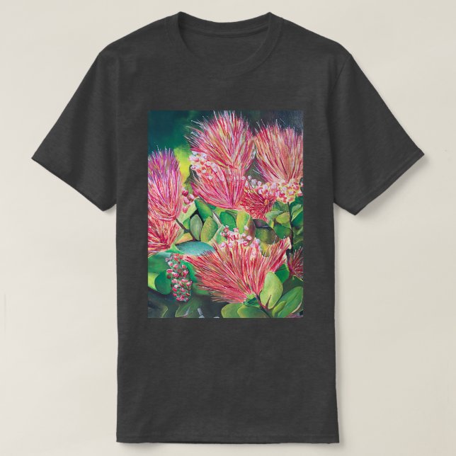 Stunning Ohia Lehua Flowers Blooming in Maui T Shirt (Design framsida)