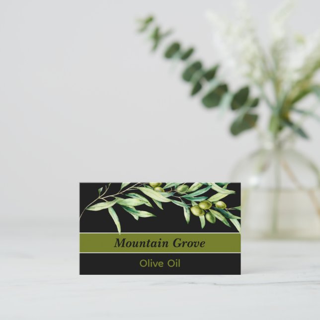 Stunning Olive Gren med svart bakgrund Visitkort (Stående Fram)
