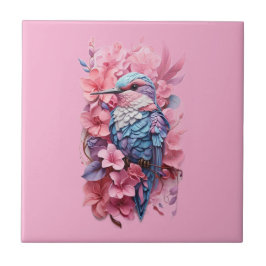 Stunning Pastel Hummingbird Floral Kakelplatta