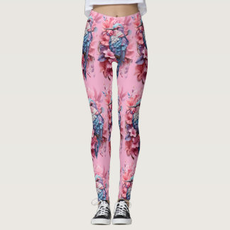 Stunning Pastel Hummingbird Floral Leggings
