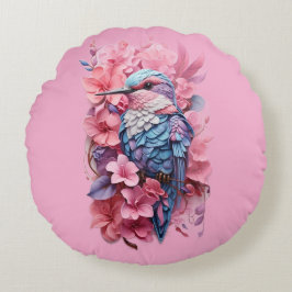 Stunning Pastel Hummingbird Floral Throw Pillow Rund Kudde