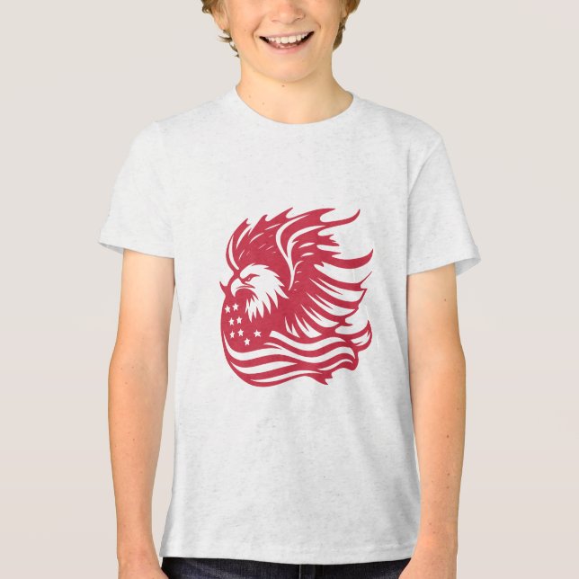 Stunning Patriotic Eagle Digital Artwork T Shirt (Framsida)