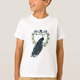 Stunning Peacock och ornate hjärtblomma ram T-shirt