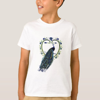 Stunning Peacock och ornate hjärtblomma ram T-shirt