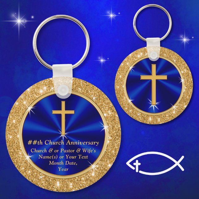 Stunning, Personlig Church Favors favoriter, Blue  Nyckelring (Church anniversary party ideas. Pastor anniversary gifts for church members. Cheap church gifts. )