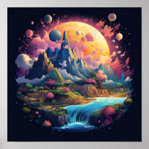 Stunning Planet Earth Artistic Illustration för Ki Poster