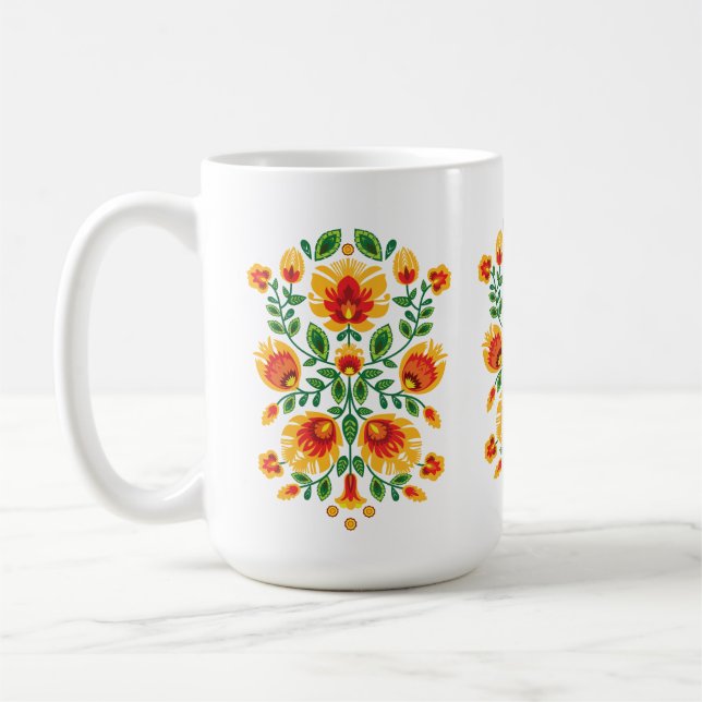 💛 🧡 ❤️ Stunning polch Wycinanki Kaffemugg (Vänster)