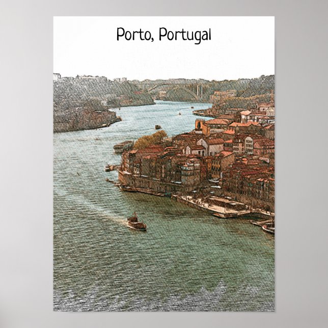 Stunning Porto Portugal City View Poster (Framsidan)