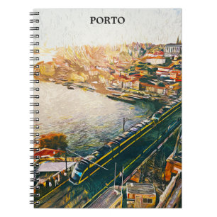 Stunning Porto Portugal Oljemålning Anteckningsbok
