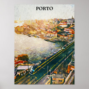 Stunning Porto Portugal Oljemålning Poster