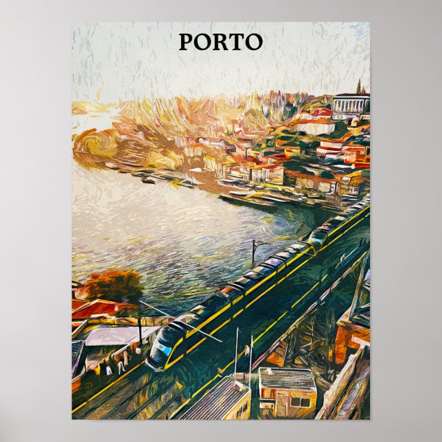 Stunning Porto Portugal Oljemålning Poster (Framsidan)