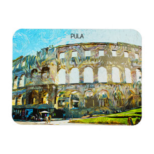 Stunning Pula Kroatiens stad Oljemålning Magnet