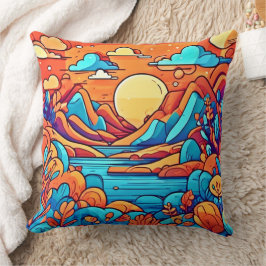 Stunning Rainbow Cartoonish Forest Kudde