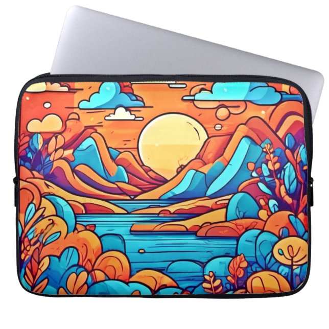 Stunning Rainbow Cartoonish Forest Laptop Fodral (Framsidan)