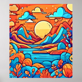 Stunning Rainbow Cartoonish Forest Poster