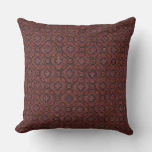 Stunning Red & Blue Blommigt Batik Dekorativ kudde