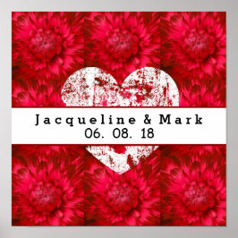 Stunning Red Bröllop Dahlia Petals X23 Poster