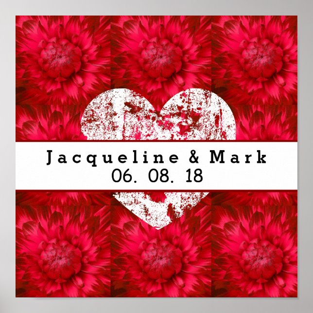 Stunning Red Bröllop Dahlia Petals X23 Poster (Framsidan)