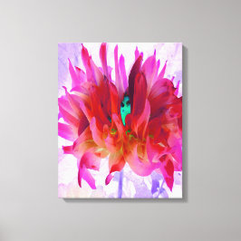 Stunning Red och Shock rosa Cactus Dahlia Canvastryck