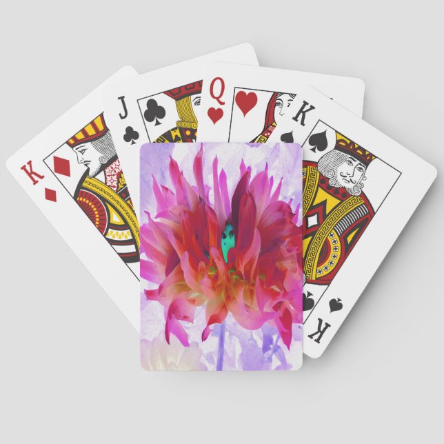 Stunning Red och Shock rosa Cactus Dahlia Casinokort (Baksidan)