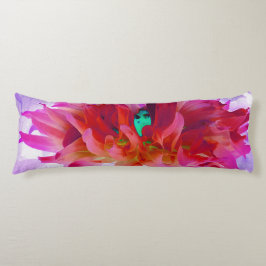 Stunning Red och Shock rosa Cactus Dahlia Kroppskudde