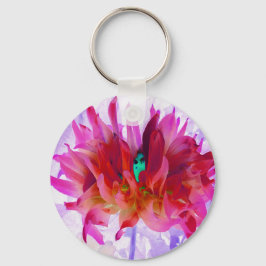 Stunning Red och Shock rosa Cactus Dahlia Nyckelring