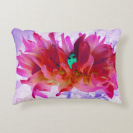 Stunning Red och Shock rosa Cactus Dahlia Prydnadskudde