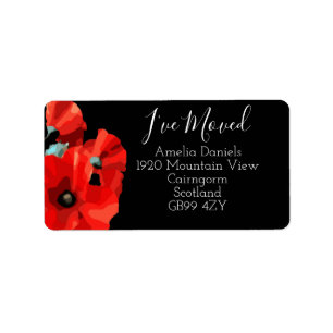 Stunning Red Poppy Label Adressetikett