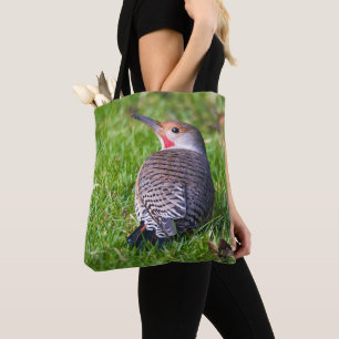 Stunning Red-Shafted Northern Flicker på Gräsmatta Tygkasse