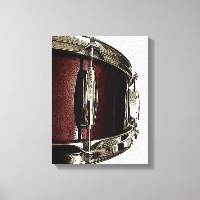Stunning Red Snare Drum Canvas Drummer Art Skriv u (Framsida)