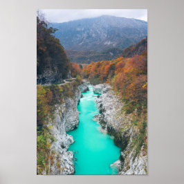 Stunning River Soča Napolen bridge, Slovenien Poster