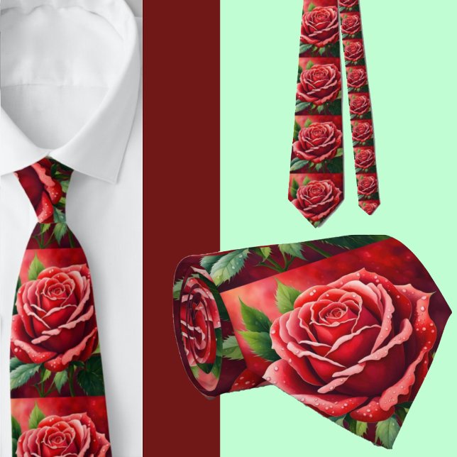 Stunning Röd ros Neck Tie Slips (Skapare uppladdad)
