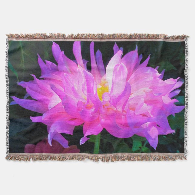 Stunning Rosa och Lila Cactus Dahlia Filt (Framsidan)