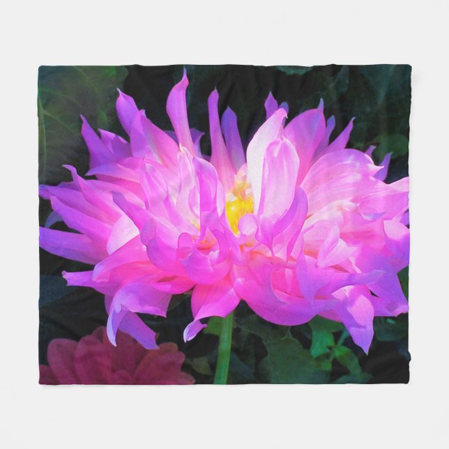 Stunning Rosa och Lila Cactus Dahlia Fleecefilt (Framsidan (Horisontell))