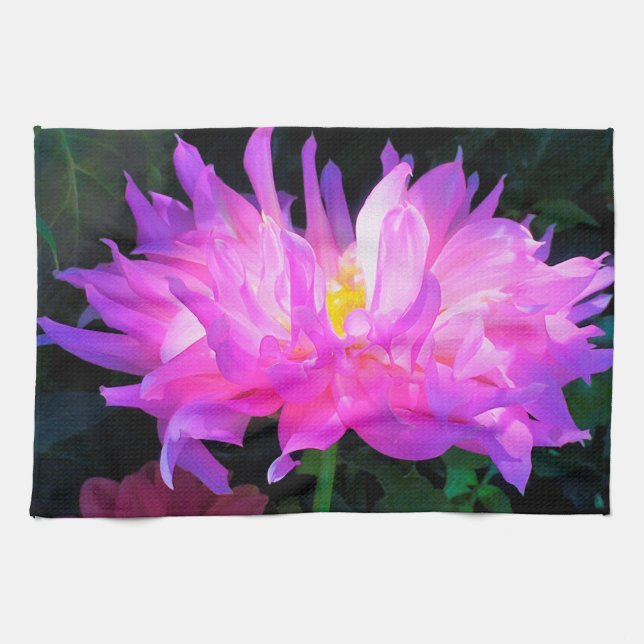 Stunning Rosa och Lila Cactus Dahlia Kökshandduk (Horisontell)