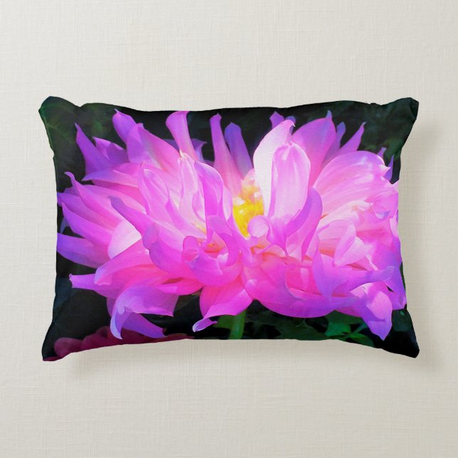 Stunning Rosa och Lila Cactus Dahlia Prydnadskudde (Framsidan)