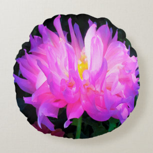 Stunning Rosa och Lila Cactus Dahlia Rund Kudde