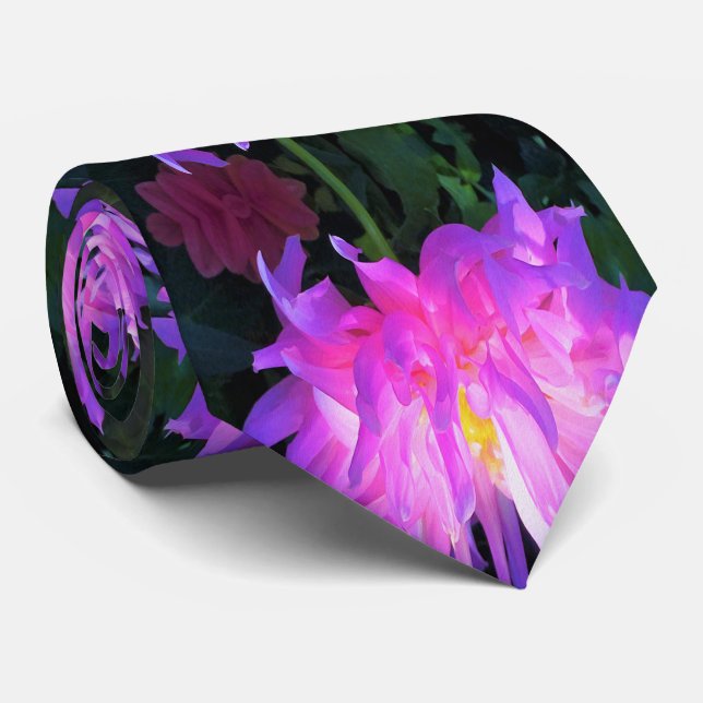 Stunning Rosa och Lila Cactus Dahlia Slips (Rullad)