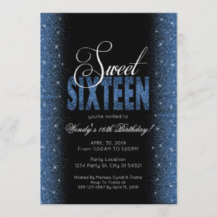 Stunning Sapphire Blue Sweet 16-partsinbjudningar Inbjudningar