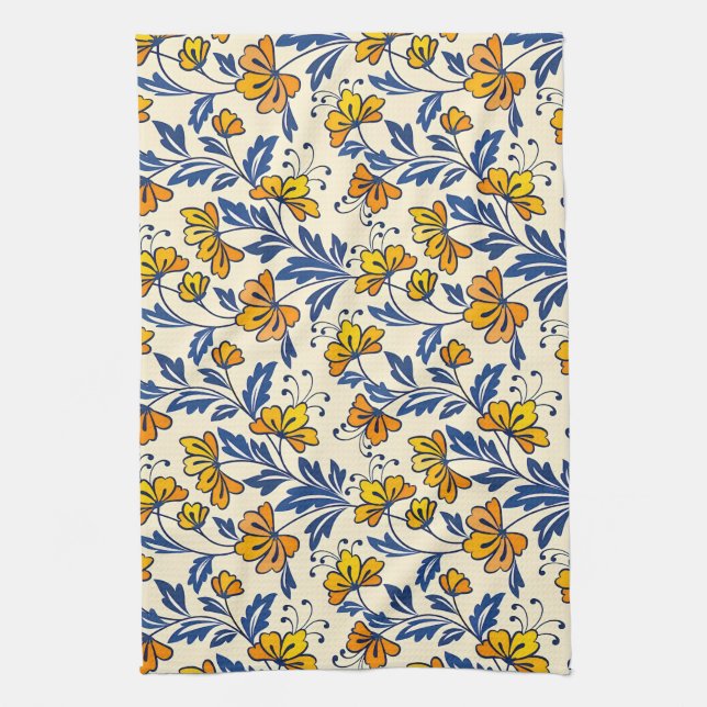 Stunning Seamless Pattern of Flowers and Leaves Kökshandduk (Vertikal)