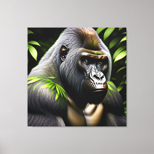 Stunning Silver Back Gorilla - Jungle Kung Canvastryck