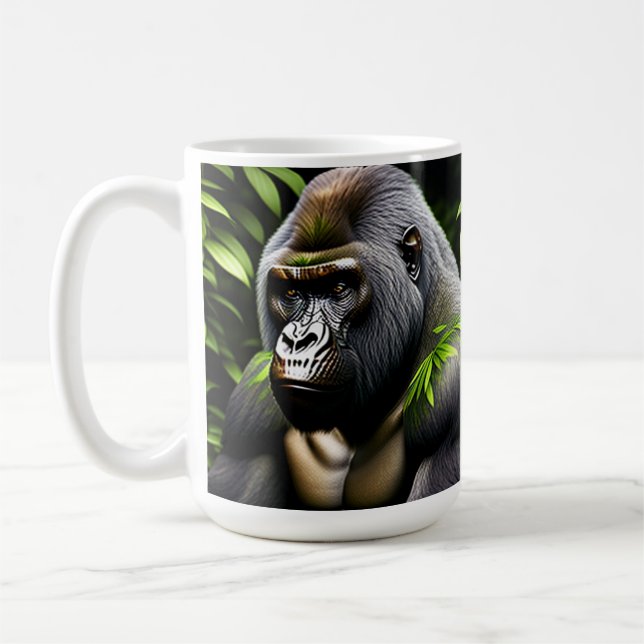 Stunning Silver Back Gorilla - Jungle Kung Kaffemugg (Vänster)